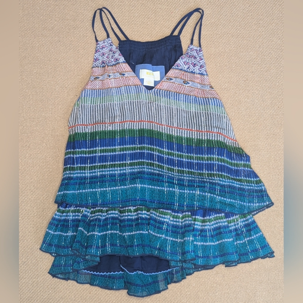 Anthropologie Maeve Betsy Shimmer Swing Tank Top Multicolor Metallic Details